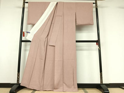 平和屋着物▽上質な色無地　単衣　薄柿色　正絹　逸品　AABI7632jh