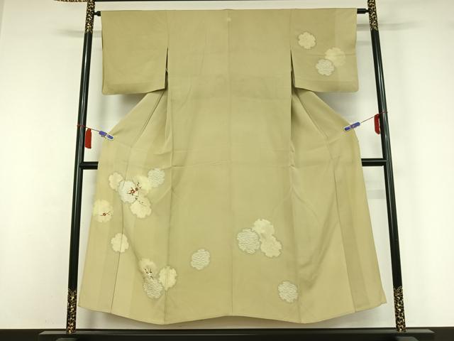 平和屋着物▽訪問着　単衣　刺繍　雪輪花文　金糸　金彩　正絹　逸品　AABI7634jh