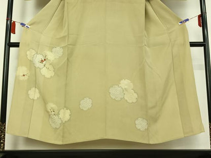 平和屋着物▽訪問着　単衣　刺繍　雪輪花文　金糸　金彩　正絹　逸品　AABI7634jh