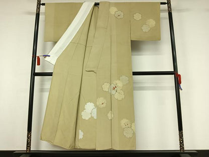 平和屋着物▽訪問着　単衣　刺繍　雪輪花文　金糸　金彩　正絹　逸品　AABI7634jh