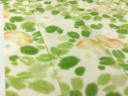 平和屋着物▽上質な小紋　単衣　草花文　暈し染め　正絹　逸品　AABI7638jh