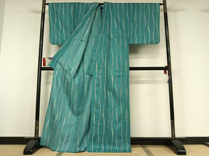 平和屋着物▽小紋　単衣　変わり縞　洗える着物　AABI7640jh