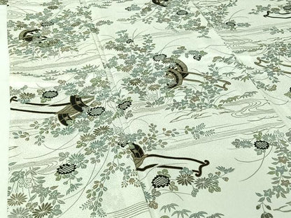 平和屋着物▽小紋　単衣　花車文　金彩　洗える着物　AABI7645jh