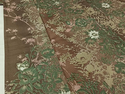 平和屋着物▽上質な小紋　単衣　草花文　正絹　逸品　AABI7646jh