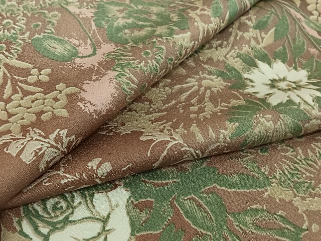 平和屋着物▽上質な小紋　単衣　草花文　正絹　逸品　AABI7646jh
