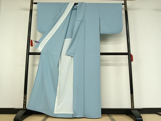 平和屋着物▽色無地　単衣　空色　洗える着物　AABI7649jh