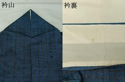平和屋着物▽上質な紬　単衣　縞　正絹　逸品　AABI7652jh