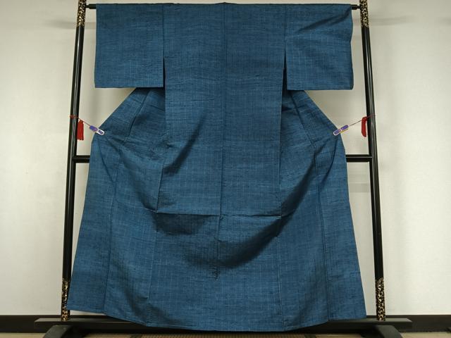 平和屋着物▽上質な紬　単衣　縞　正絹　逸品　AABI7652jh