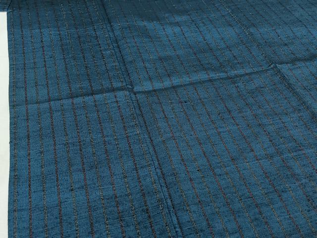 平和屋着物▽上質な紬　単衣　縞　正絹　逸品　AABI7652jh