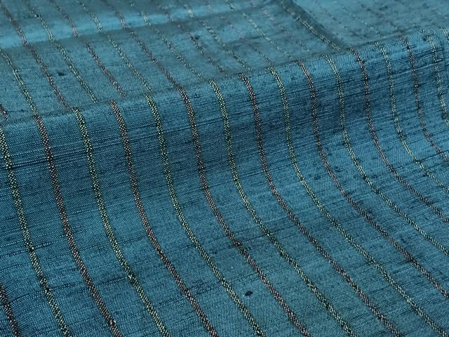 平和屋着物▽上質な紬　単衣　縞　正絹　逸品　AABI7652jh