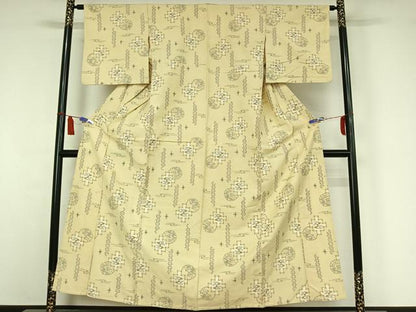 平和屋着物▽上質な紬　単衣　琉球絣　正絹　逸品　AABI7658jh