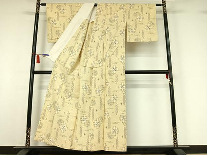 平和屋着物▽上質な紬　単衣　琉球絣　正絹　逸品　AABI7658jh