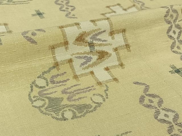 平和屋着物▽上質な紬　単衣　琉球絣　正絹　逸品　AABI7658jh