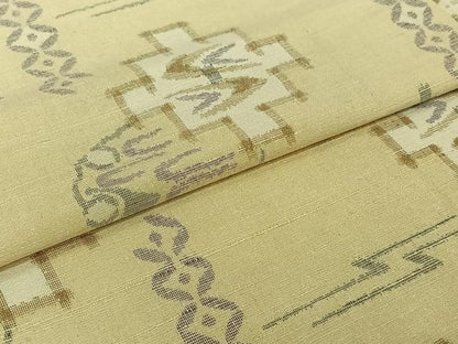 平和屋着物▽上質な紬　単衣　琉球絣　正絹　逸品　AABI7658jh