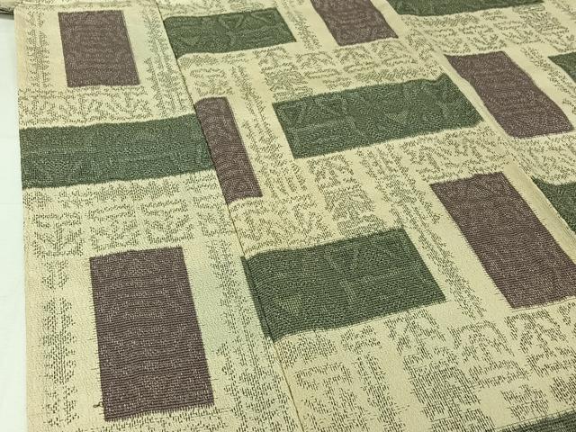 平和屋着物▽本塩沢　単衣　幾何学文様　正絹　逸品　AABI7659jh