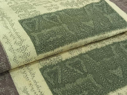 平和屋着物▽本塩沢　単衣　幾何学文様　正絹　逸品　AABI7659jh
