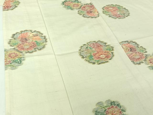 平和屋着物▽上質な紬　単衣　雪輪花文　正絹　逸品　AABI7663jh
