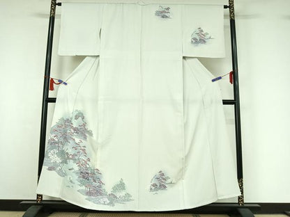 平和屋着物▽訪問着　単衣　風景文　暈し染め　正絹　逸品　AABI7664jh