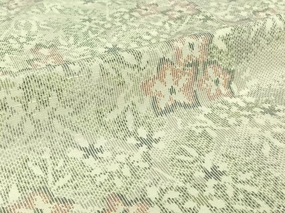 平和屋着物▽上質な紬　単衣　草花文　正絹　逸品　AABI7665jh