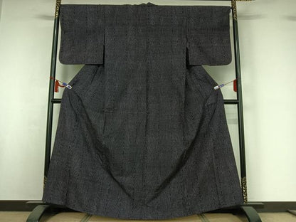 平和屋着物▽上質な紬　単衣　杢目文　正絹　逸品　AABI7666jh