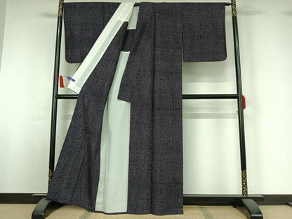 平和屋着物▽上質な紬　単衣　杢目文　正絹　逸品　AABI7666jh