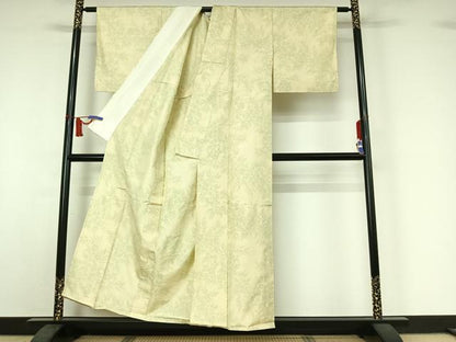 平和屋着物▽本場大島紬　単衣　草葉文　正絹　逸品　AABI7667jh