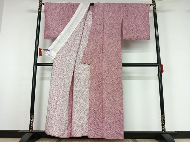 平和屋着物▽上質な小紋　単衣　鹿の子文様　正絹　逸品　AABI7669jh