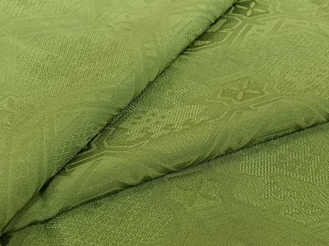 平和屋着物▽上質な色無地　単衣　有栖川地紋　苗色　正絹　逸品　AABI7671jh