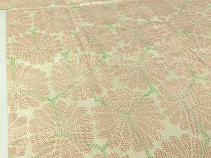 平和屋着物▽上質な紬　単衣　亀甲花文　正絹　逸品　AABI7672jh