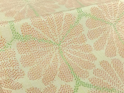 平和屋着物▽上質な紬　単衣　亀甲花文　正絹　逸品　AABI7672jh