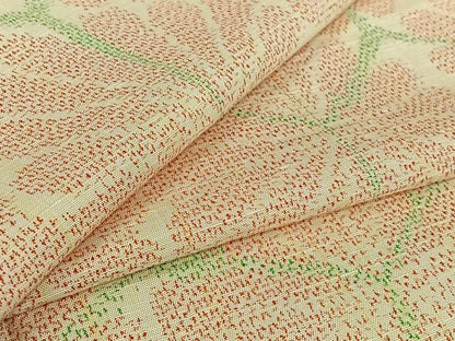 平和屋着物▽上質な紬　単衣　亀甲花文　正絹　逸品　AABI7672jh