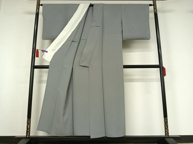 平和屋着物▽上質な色無地　単衣　灰青色　正絹　逸品　AABI7673jh
