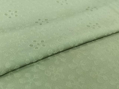 平和屋着物▽上質な色無地　単衣　舞花地紋　柳鼠色　正絹　逸品　AABI7674jh