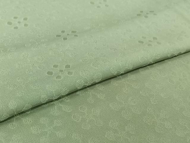 平和屋着物▽上質な色無地　単衣　舞花地紋　柳鼠色　正絹　逸品　AABI7674jh