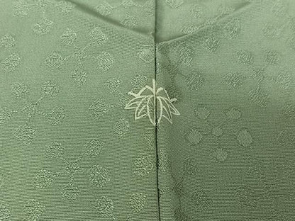 平和屋着物▽上質な色無地　単衣　舞花地紋　柳鼠色　正絹　逸品　AABI7674jh