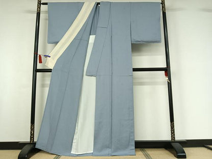 平和屋着物▽上質な色無地　単衣　淡藤色　草花地紋　正絹　逸品　AABI7675jh