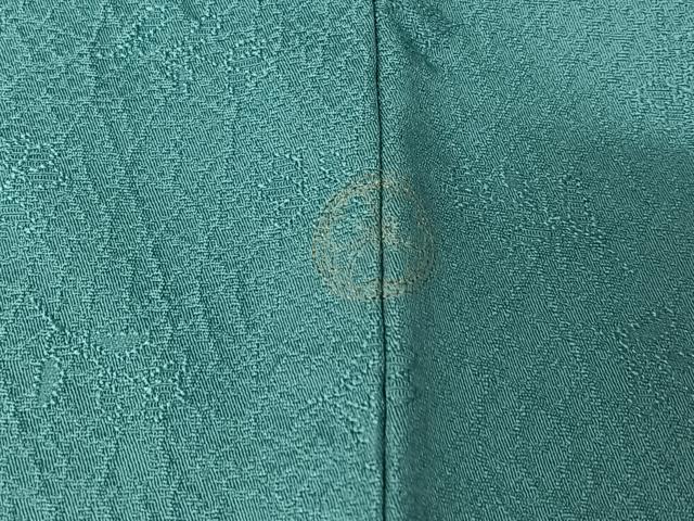平和屋着物▽上質な色無地　単衣　草花文　新橋色　正絹　逸品　AABI7676jh