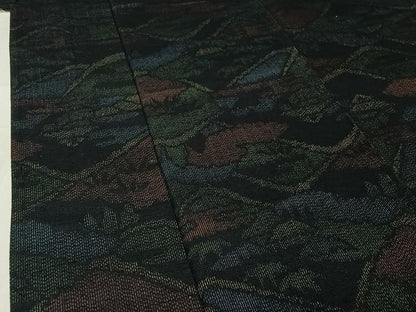 平和屋着物▽上質な紬　単衣　風景文　正絹　逸品　AABI7677jh