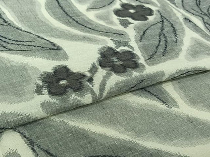 平和屋着物▽上質な紬　単衣　草花文　正絹　逸品　AABI7680jh