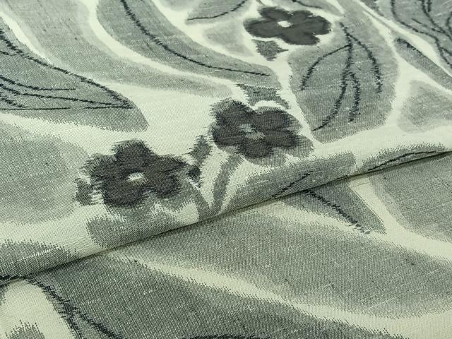 平和屋着物▽上質な紬　単衣　草花文　正絹　逸品　AABI7680jh