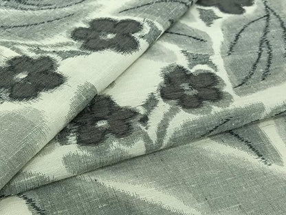 平和屋着物▽上質な紬　単衣　草花文　正絹　逸品　AABI7680jh