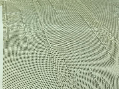 平和屋着物▽お召　単衣　笹竹文　正絹　逸品　AABI7681jh