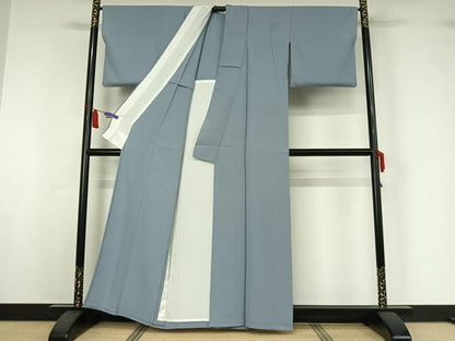 平和屋着物▽上質な色無地　単衣　淡藤色　正絹　逸品　AABI7683jh