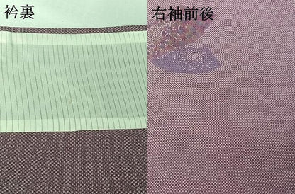 平和屋着物▽本塩沢　単衣　地紙重ね文　正絹　逸品　AABI7686jh