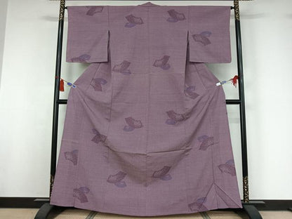 平和屋着物▽本塩沢　単衣　地紙重ね文　正絹　逸品　AABI7686jh