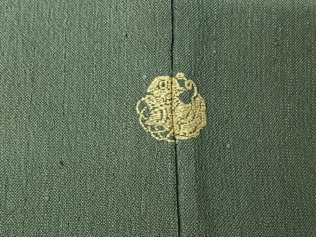 平和屋着物▽訪問着　単衣　紬地　手描き　草花文　金彩　正絹　逸品　AABI7687jh