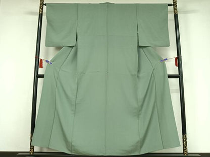 平和屋着物▽上質な色無地　単衣　薄青色　正絹　逸品　AABI7688jh