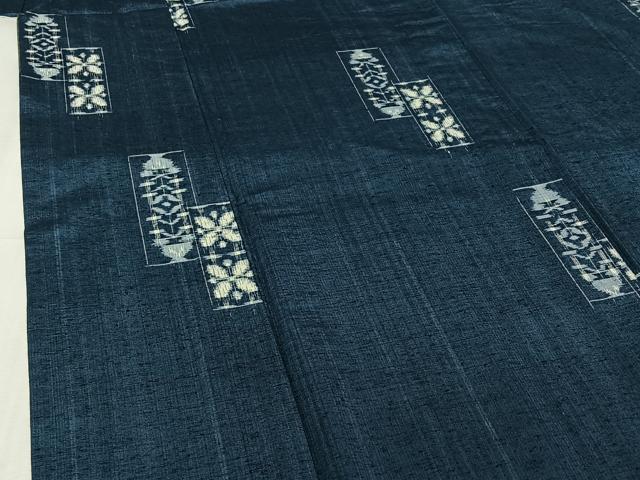 平和屋着物▽上質な紬　単衣　短冊花文　高島屋扱い　正絹　逸品　AABI7692jh