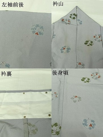 平和屋着物▽小紋　単衣　花丸文　さんび謹製　洗える着物　AABI7693jh