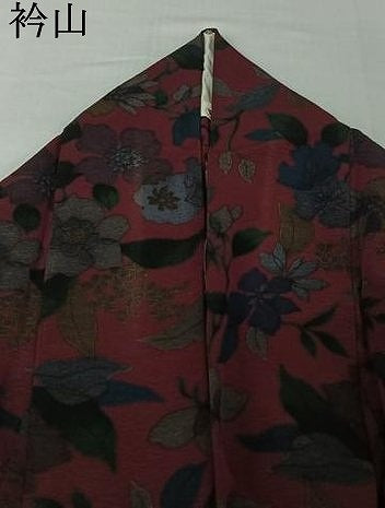 平和屋着物▽上質な小紋　単衣　草花文　反端付き　正絹　逸品　AABI7696jh
